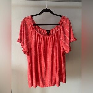 W5 Coral Blouse with White Dotted Stripes